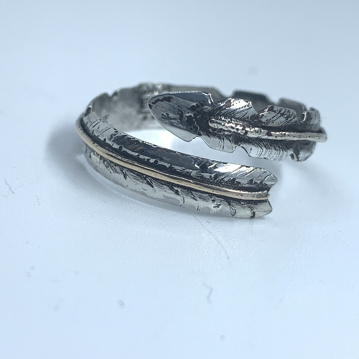 Icarus Collection: adjustable Sterling silver feather ring