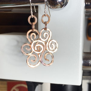 Thick Copper Swirly Handmade Earrings